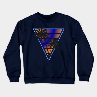 Retrowave style palm tree sunset Indigo wave Crewneck Sweatshirt